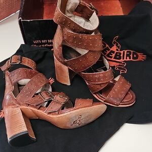 Freebird Brown Strappy Heeled Sandals